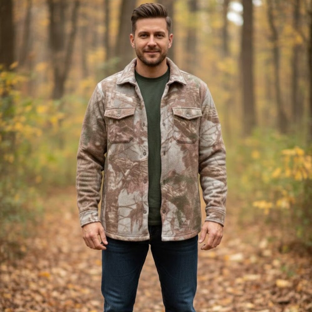 Original Deluxe NEW Camouflaged Sherpa Lined Shacket Jacket, Mens Small